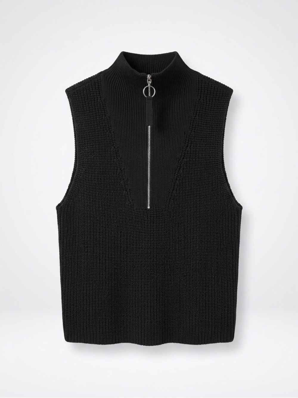 525 America 100% Cotton Half Zip Mock Neck Sweater Vest Black Small
